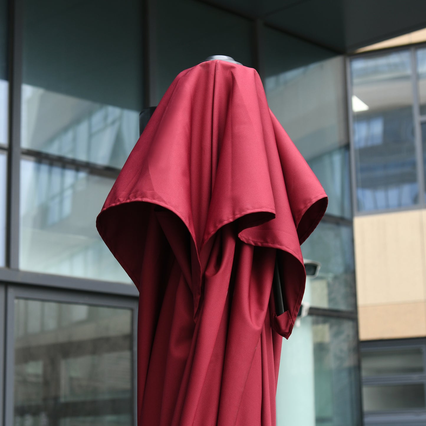 Outsunny Sombrilla De Jardín Ø300 Cm Aluminio Giratorio 360° Con Manivela Rojo_3