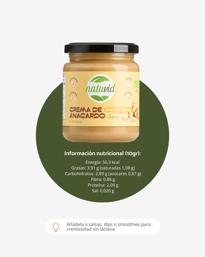 Crema de Anacardo BIO Natuvid | 250gr | SIN GLUTEN | SIN LACTOSA | 100% NATURAL | NON-GMO_3