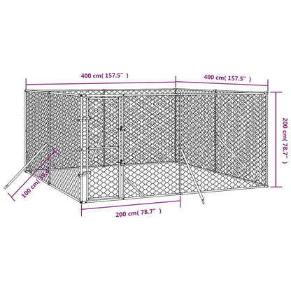 Vidaxl Perrera De Exterior Acero Galvanizado Plateado 4x4x2 M_2