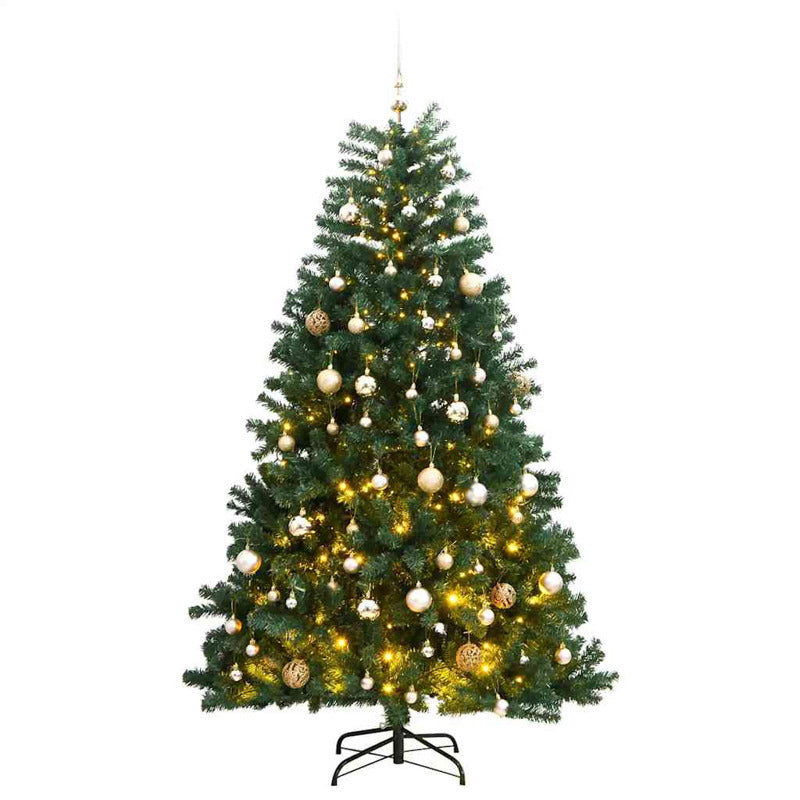 Vidaxl Árbol De Navidad Artificial Con Bisagras 150 Led Y Bolas 150 Cm_0