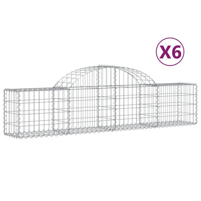 Cestas De Gaviones 6 Uds Forma De Arco Hierro 200x30x40/60 Cm_0