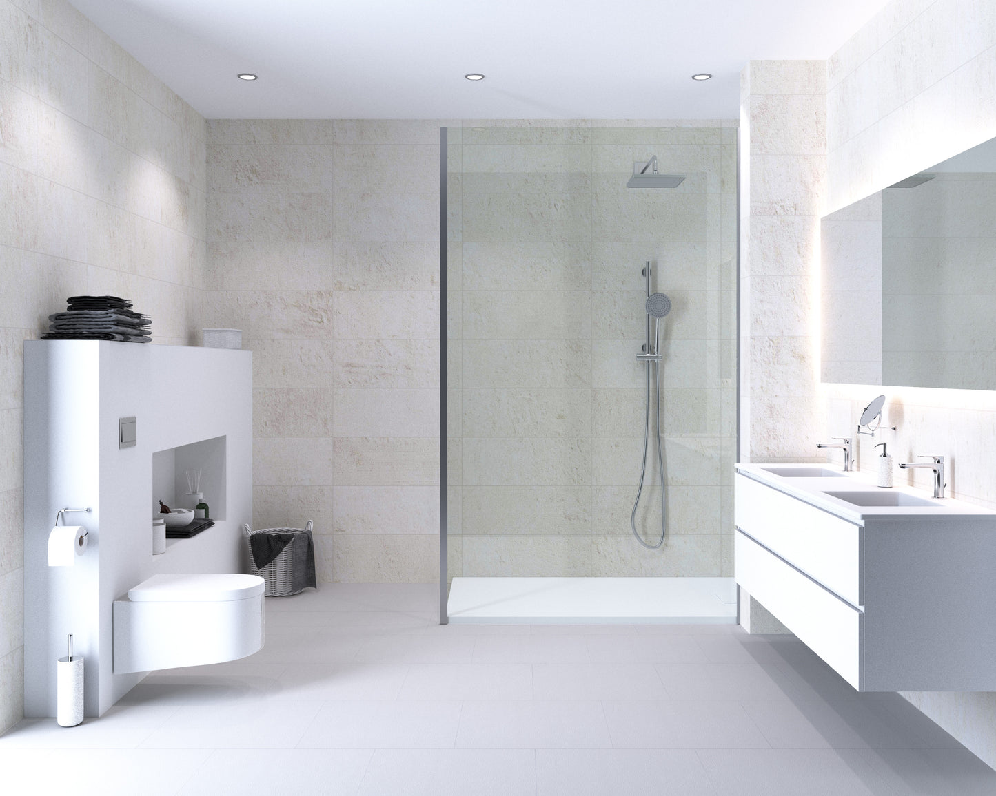 Aqua-step- All In One - Paneles De Pared A Prueba De Agua Y Panel De Sueloe  - French Limestone  - 6 Paneles (2,34m²)