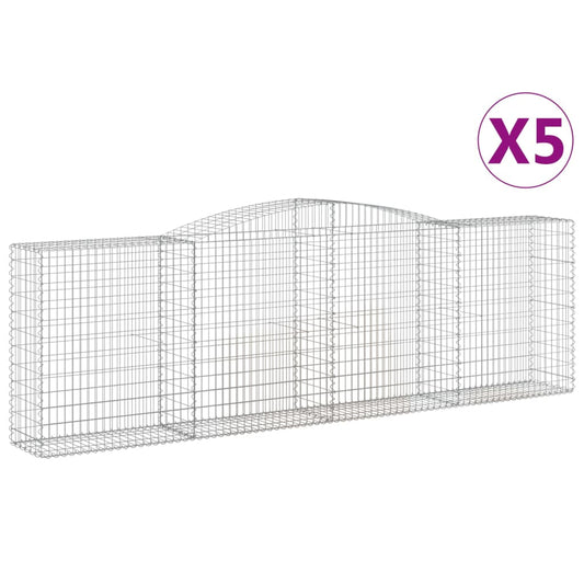 Cestas De Gaviones 5 Uds Forma De Arco Hierro 400x50x120/140 Cm_0