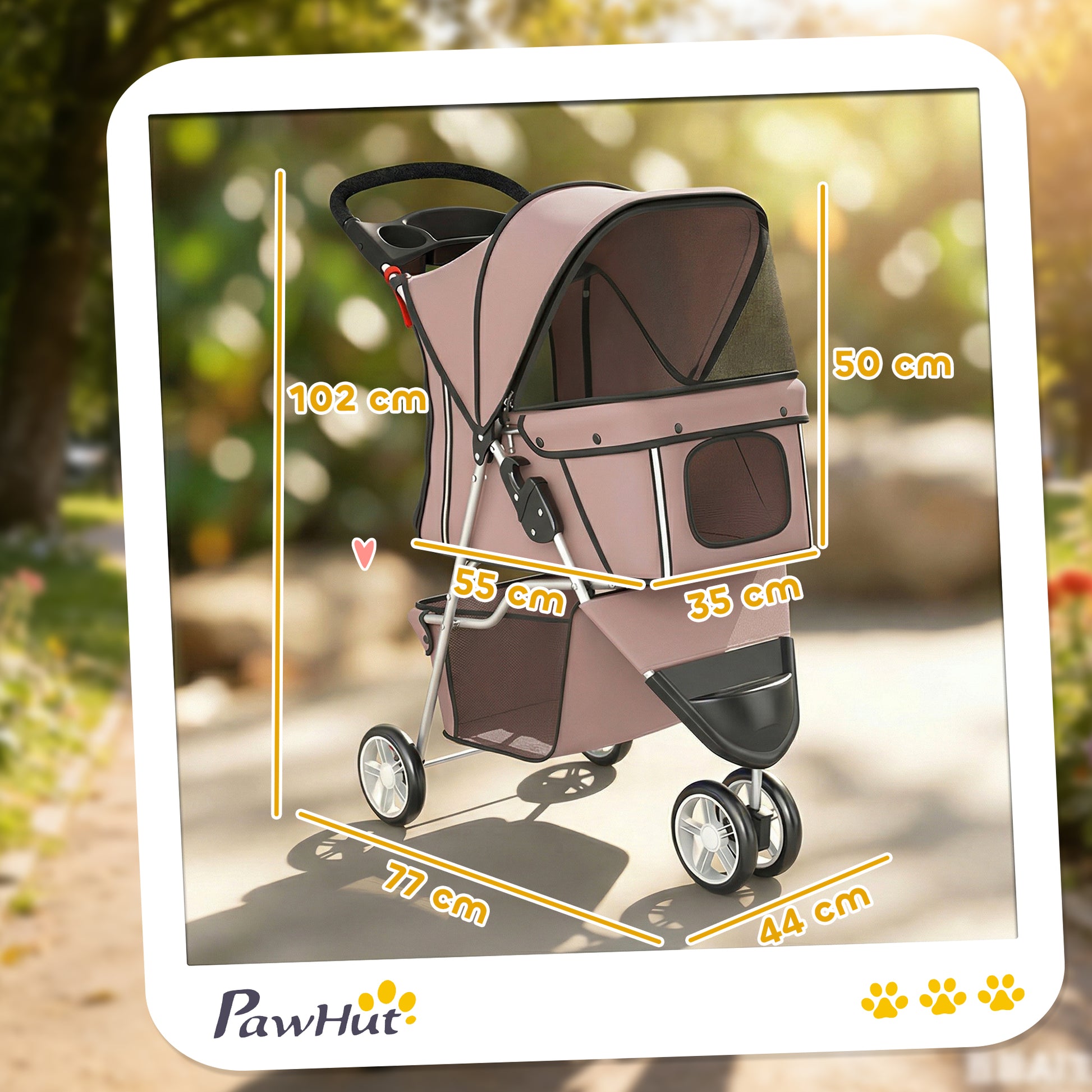 Pawhut Cochecito Para Perros Plegable Con Cesta De Almacenaje 77x44x102 Cm Café_2