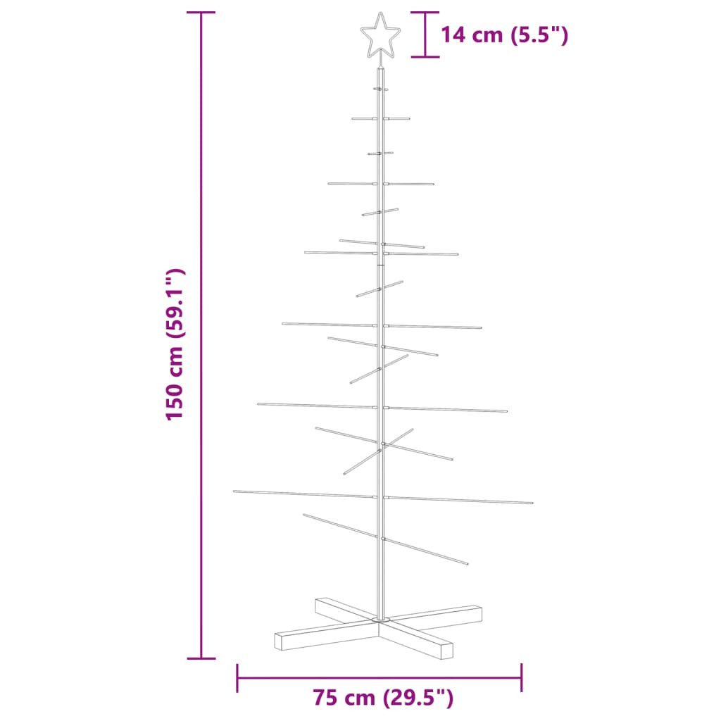 Vidaxl Árbol De Navidad Metal Negro Con Base De Madera 150 Cm_2