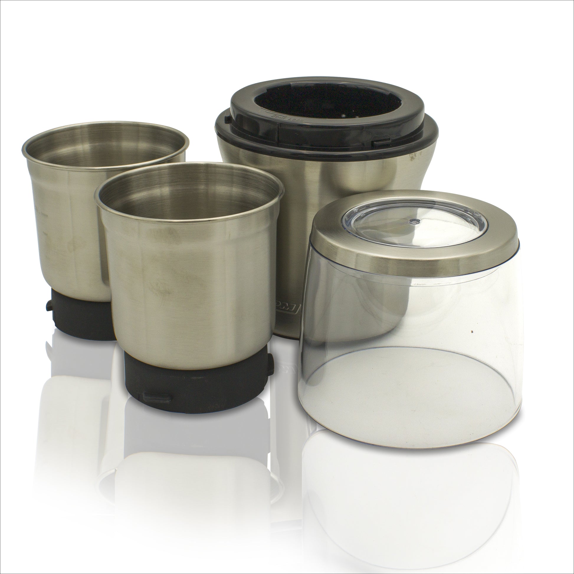 Molinillo Café Eléctrico, Picador Multiusos, Doble Cuchilla Corte Y 2 Vasos En Acero Inox, Función Pulso Mpm Mmk-06m, Plata, 200w