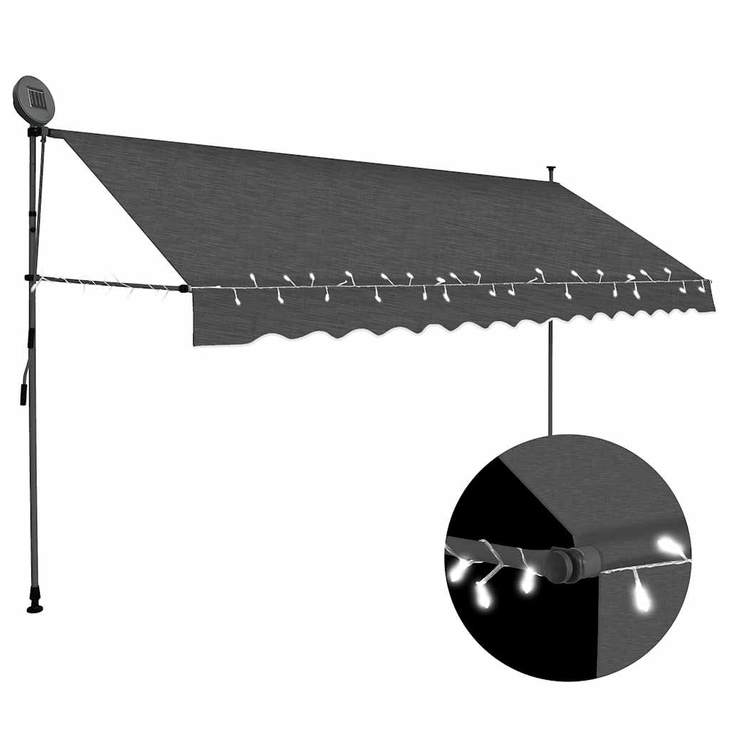 Toldo Manual Retráctil Con Led Gris Antracita 400 Cm_1