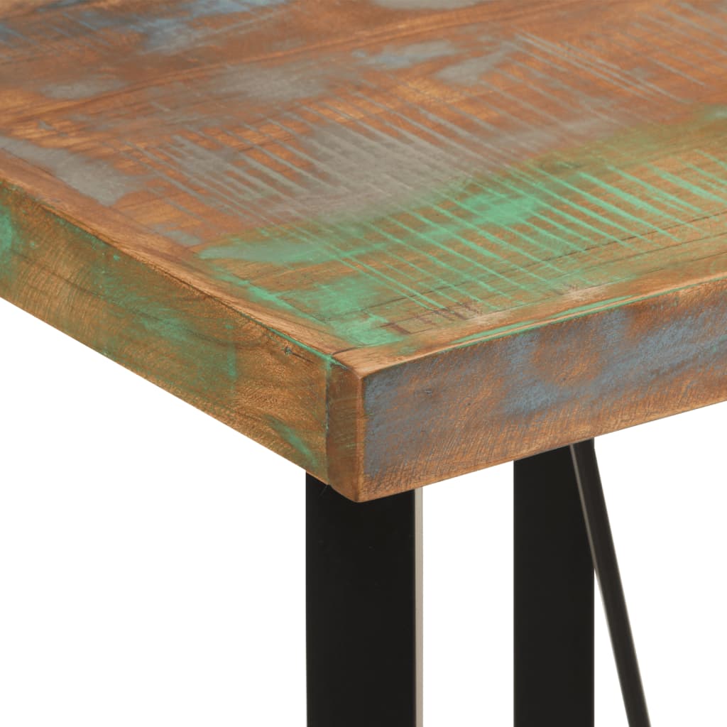 Mesa Alta De Hierro Y Madera Maciza Reciclada 55x55x107 Cm_3