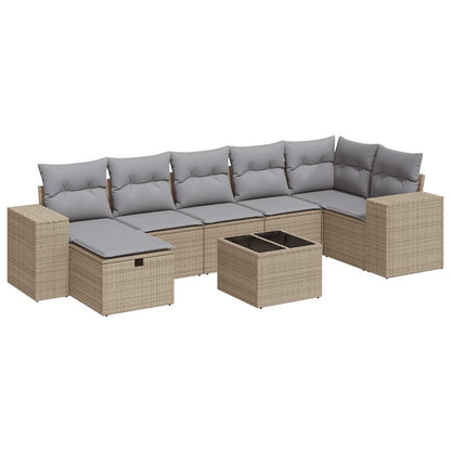 Set De Sofás De Jardín Y Cojines 8 Piezas Ratán Sintético Beige / Vetonek_2