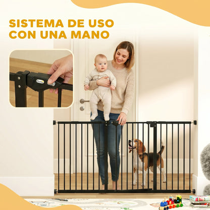 Pawhut Barrera De Seguridad Extensible Para Puertas 74-147,5x76,2 Cm Negro_5