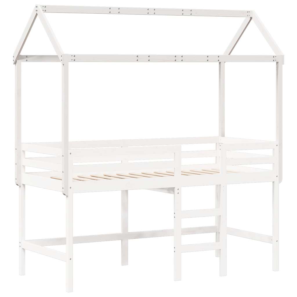 Techo De Cama Infantil Madera Maciza Blanco 217x85,5x154 Cm_2