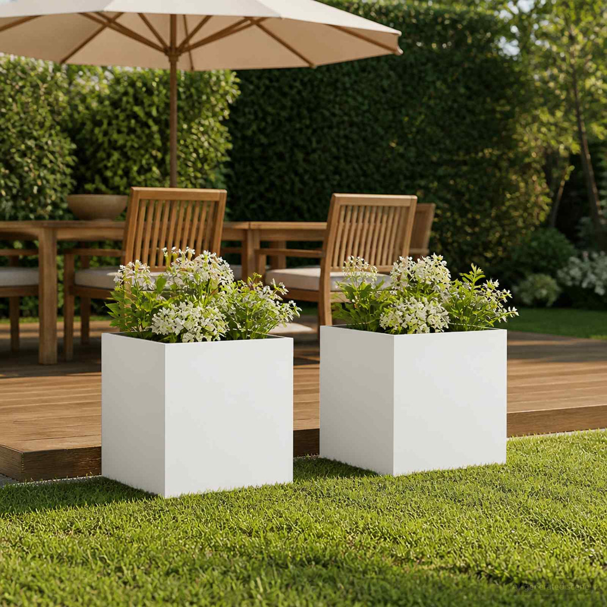 Macetero De Jardín 2 Uds. Blanco 20 X 20 X 20 Cm_1