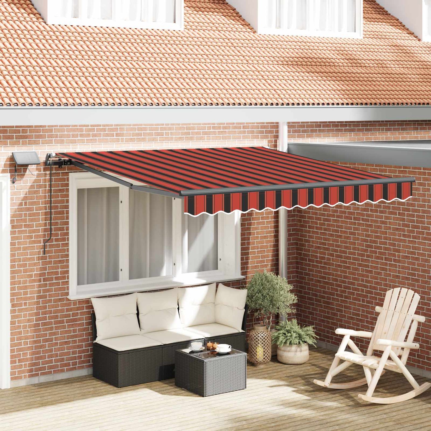 Toldo Retráctil Naranja Y Marrón 300 X 250 Cm Tela Y Aluminio_1