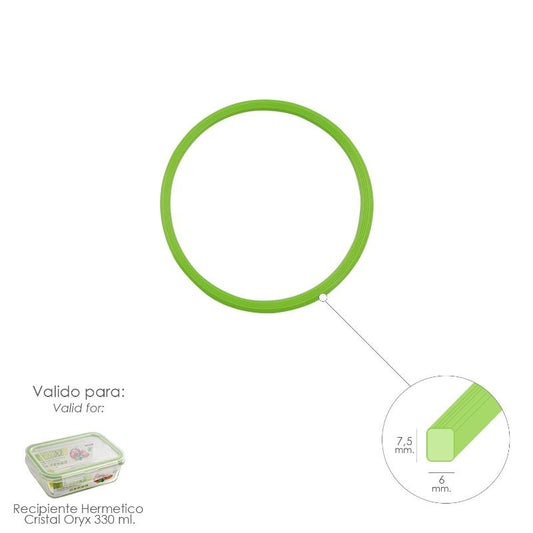 Anillo Silicona Para Recipiente Hermetico Cristal Rectangular 330 Ml.