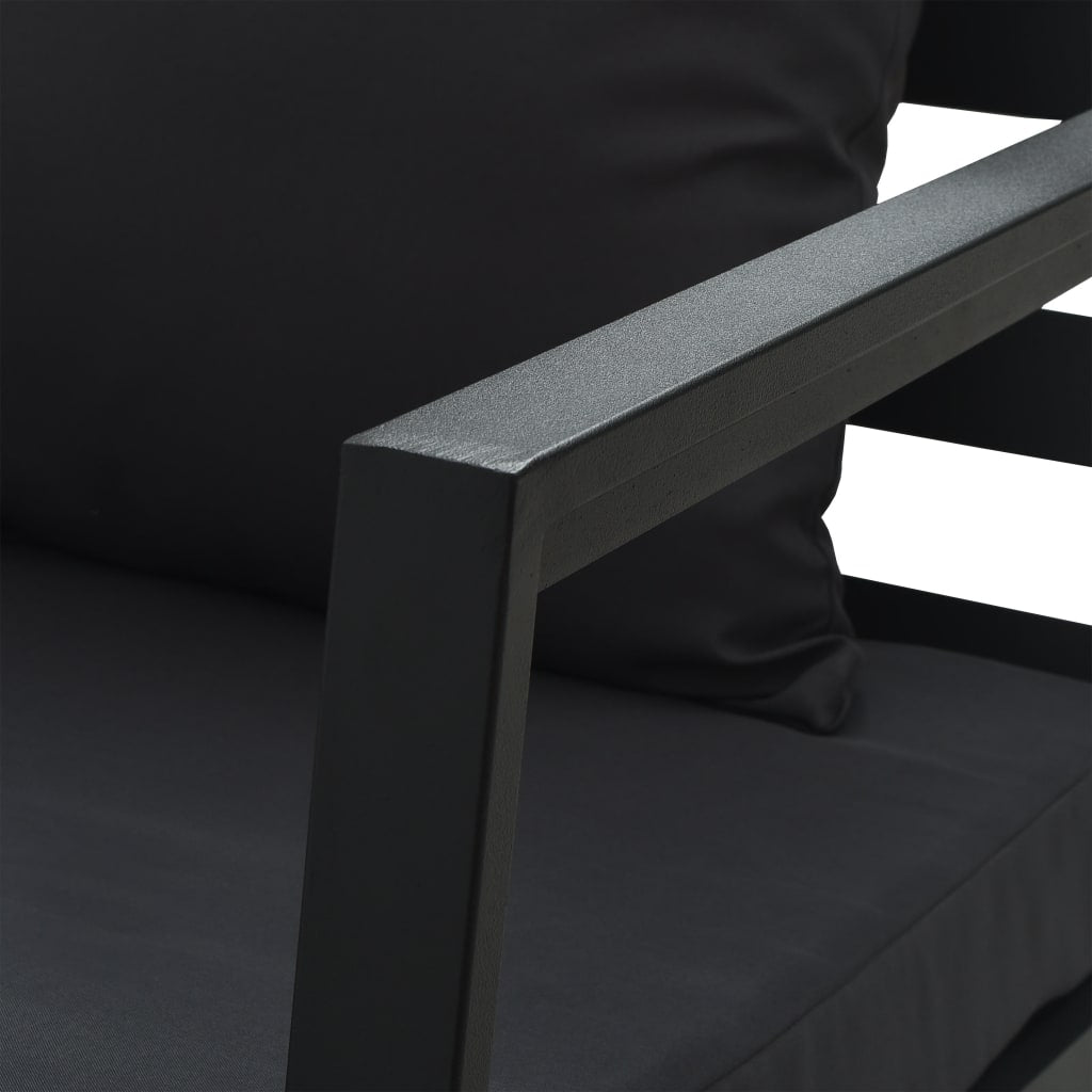 Vidaxl Sofá De Jardín De 2 Plazas Con Cojines Aluminio Gris Oscuro_4