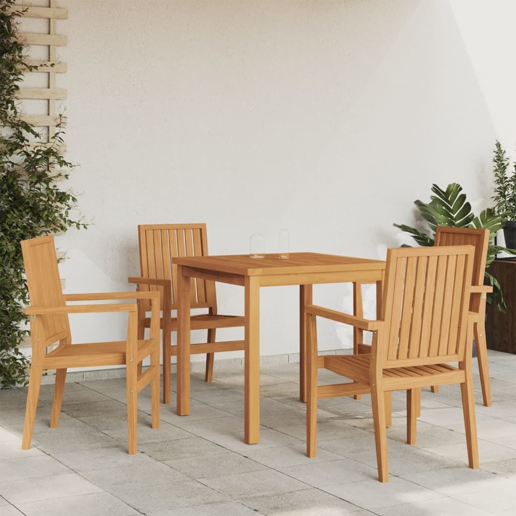 Vidaxl Juego De Comedor Para Jardín 5 Piezas Madera Maciza De Teca_1