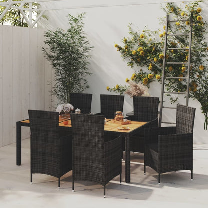 Vidaxl Juego De Comedor De Jardín 7 Piezas Ratán Sintético Negro_1