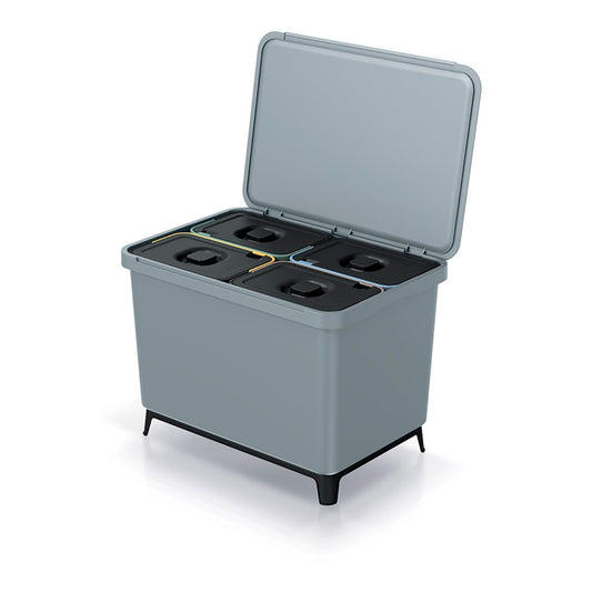 Sistema Clasificador De Reciclaje 4x10l Color Gris Keden_0