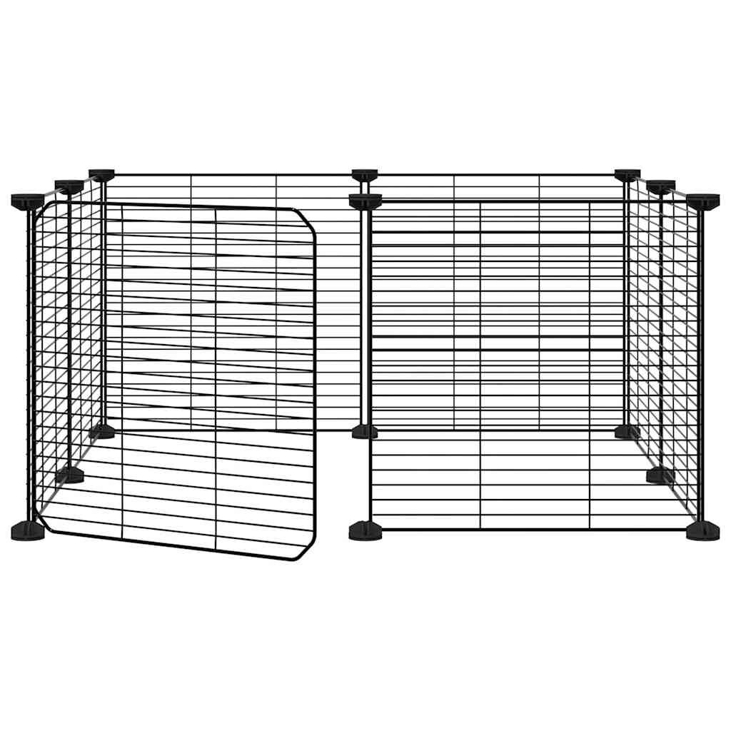 Vidaxl Jaula Para Mascotas De 8 Paneles Con Puerta De Acero, Color Negro, 35 X 35 Cm_0