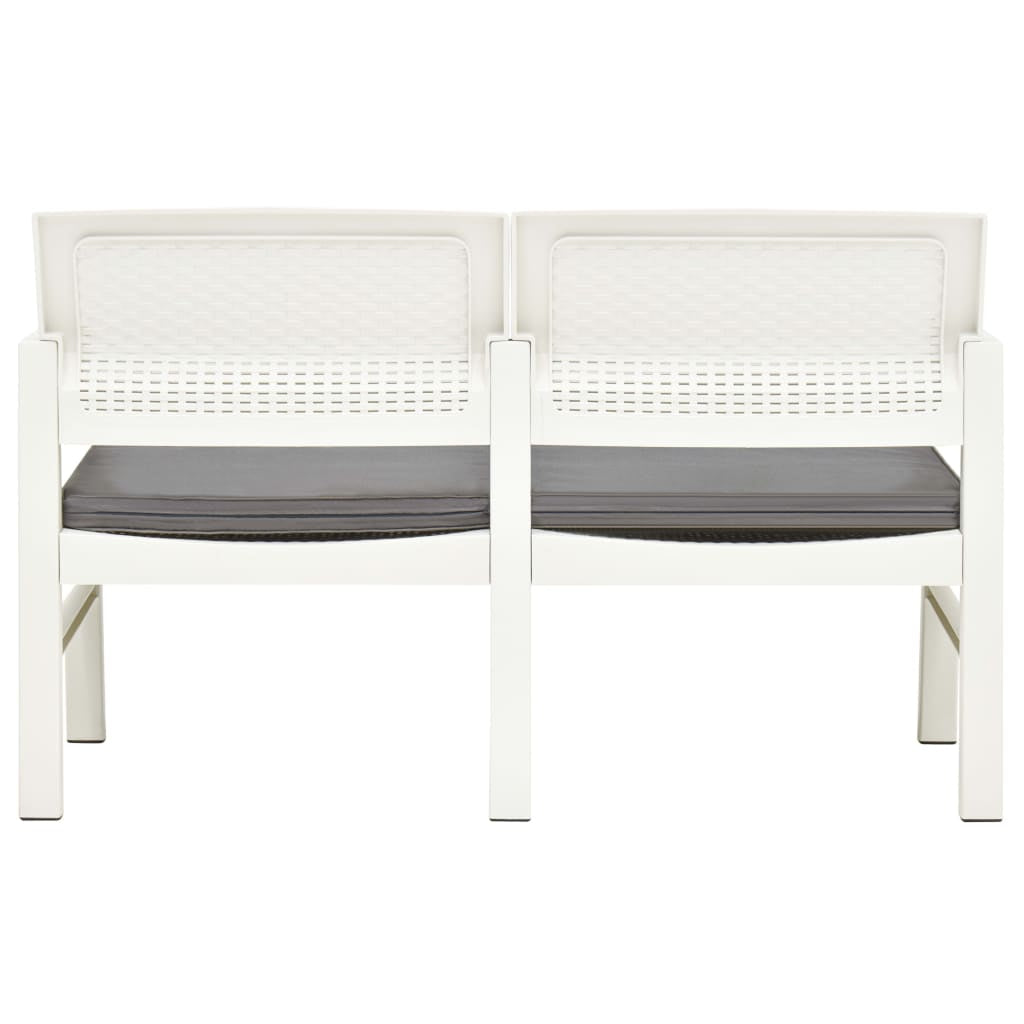 Vidaxl Banco De Jardín De 2 Plazas Con Cojines Plástico Blanco 120 Cm_4