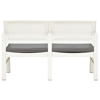 Vidaxl Banco De Jardín De 2 Plazas Con Cojines Plástico Blanco 120 Cm_4