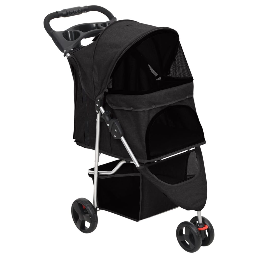 Vidaxl Cochecito Para Perros Plegable Tela Oxford Negro 80x46x98 Cm_0