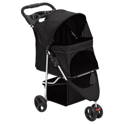 Vidaxl Cochecito Para Perros Plegable Tela Oxford Negro 80x46x98 Cm_0