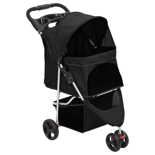 Vidaxl Cochecito Para Perros Plegable Tela Oxford Negro 80x46x98 Cm_0
