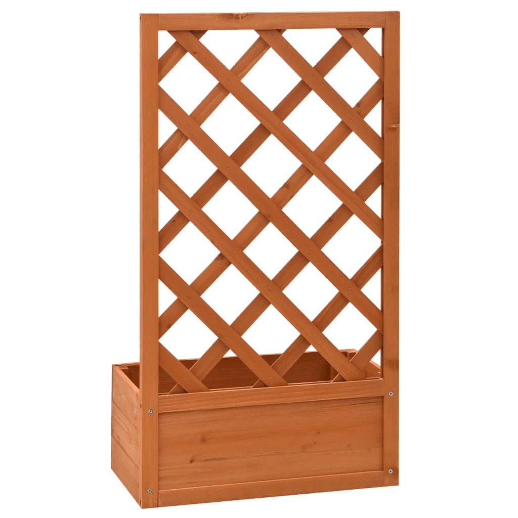 Jardinera Enrejada De Jardín Madera Abeto Naranja 50x25x90 Cm_3
