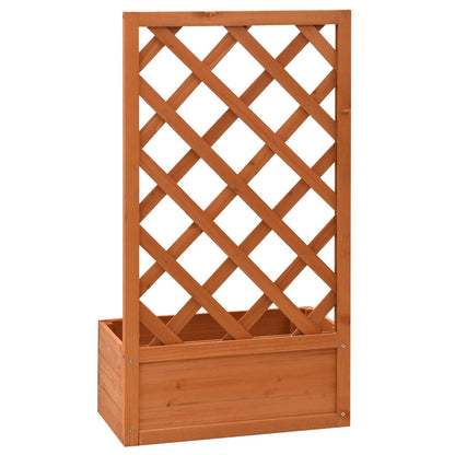 Jardinera Enrejada De Jardín Madera Abeto Naranja 50x25x90 Cm_3