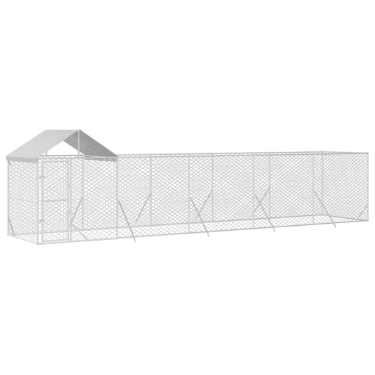 Vidaxl Perrera De Exterior Con Techo Acero Galvanizado Plata 10x2x2,5m_0