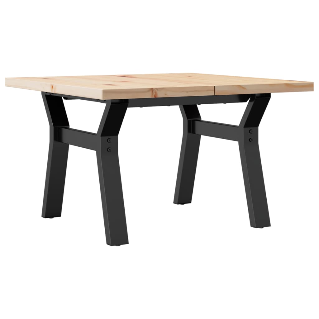 Mesa De Centro Marco Y Madera Maciza Pino Y Acero 60x60x40,5 Cm_0