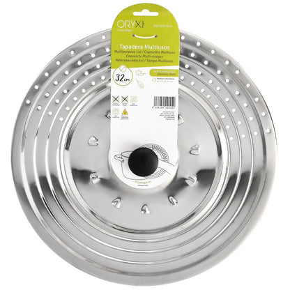 Tapadera Multiusos Acero Inoxidable Ø 32 Cm. Uso Tapa Anti Salpicaduras Y Escurridor. Tapadera Adpatable Diferentes Medidas