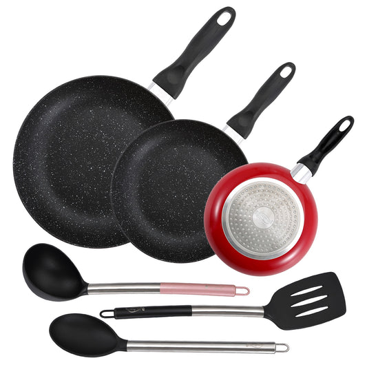 Pack De 3 Sartenes San Ignacio Ø16cm Ø20cm Ø24cm + Set De 3pc Utensilios De Cocina En Nylon_0