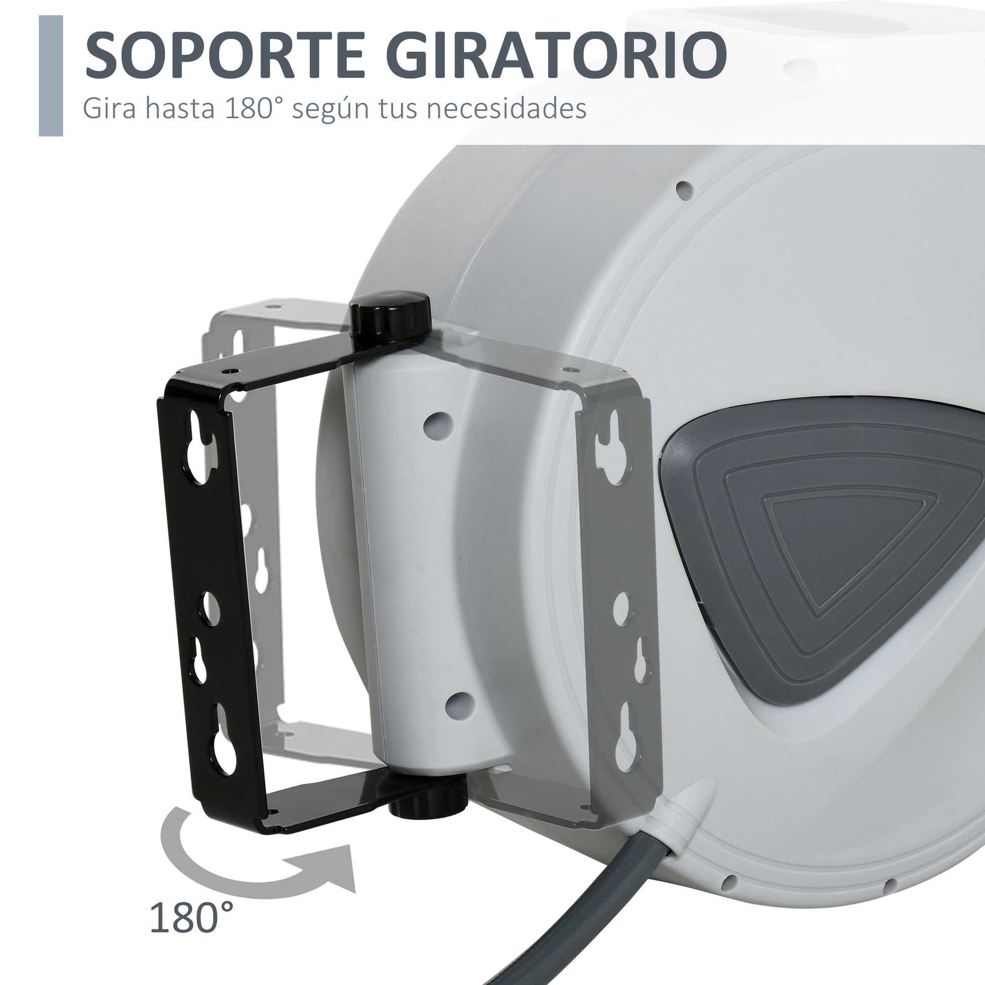 Durhand Carrete De Manguera Automático De 10 M Conector De 1/4'' Bsp Gris_4