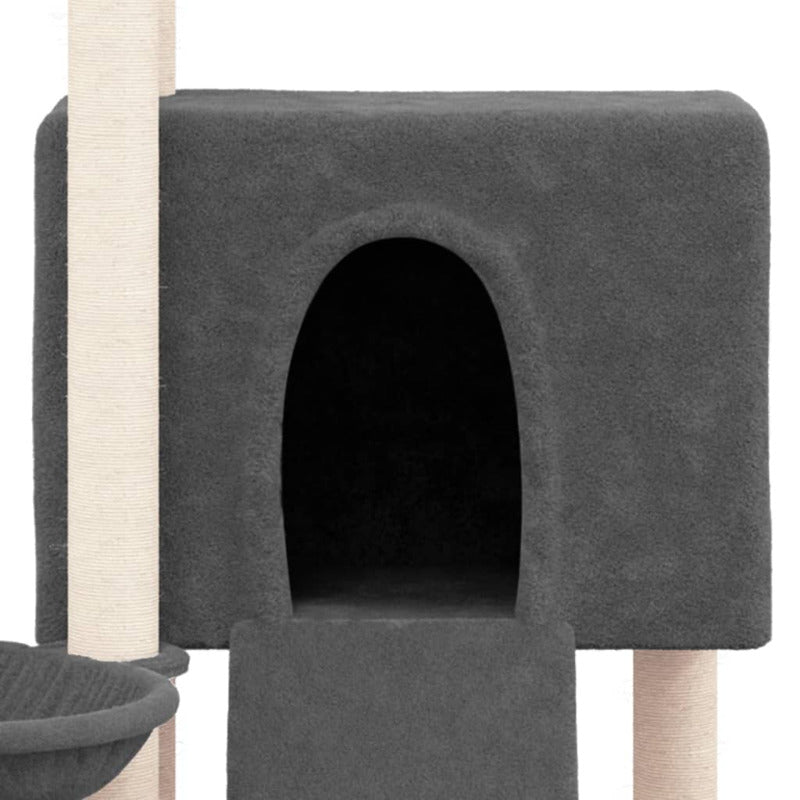 Vidaxl Rascador Para Gatos Con Postes De Sisal Gris Oscuro 96 Cm_5