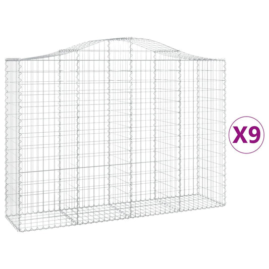 Cestas Gaviones 9 Uds Forma De Arco Hierro 200x50x140/160 Cm_0