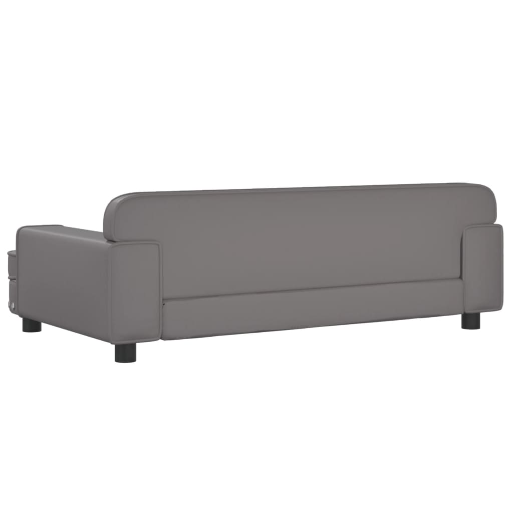 Cama Para Perros De Cuero Sintético Gris 90x53x30 Cm / Vetonek_1