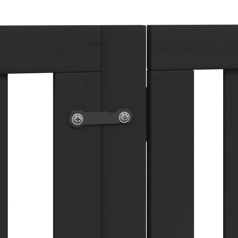 Vidaxl Puerta Para Perros Plegable 9 Paneles Madera Álamo Negra 450 Cm_5