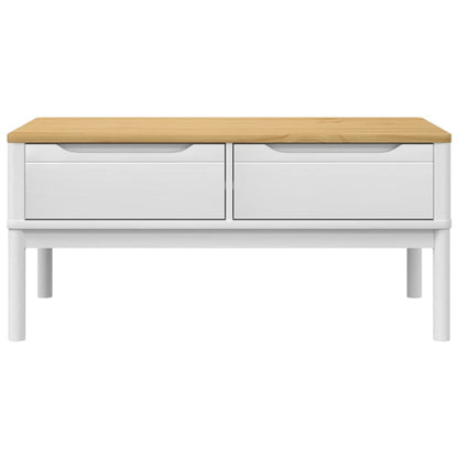 Mesa De Centro Floro Madera Maciza De Pino Blanco 99x55,5x45 Cm_3