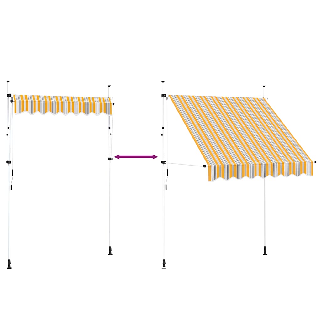 Toldo Manual Retráctil 200 Cm Amarillo Y Azul Rayas_5