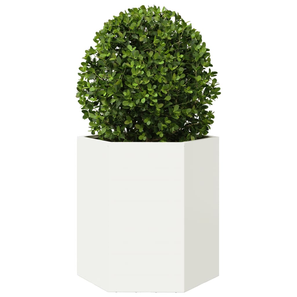 Jardinera Hexagonal Acero Blanco 46x40x45 Cm_2