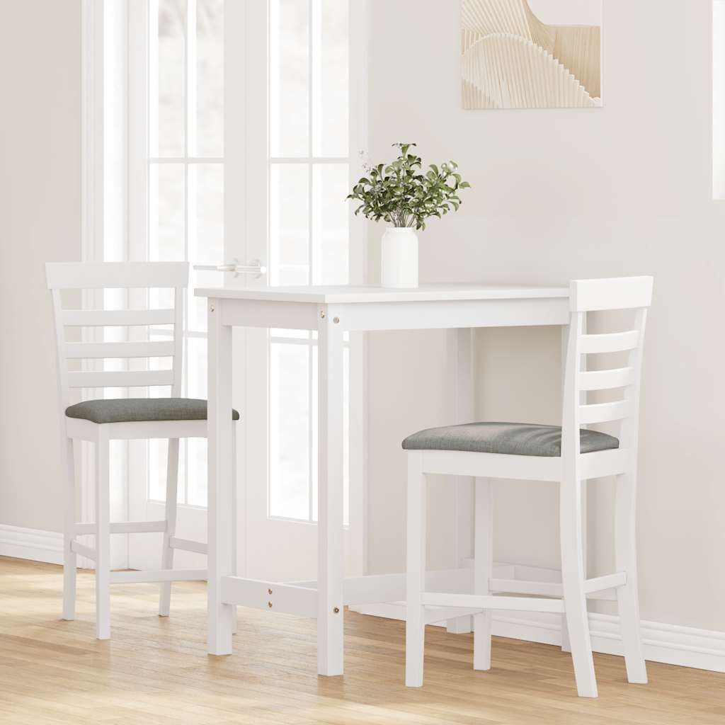 Taburetes De Bar Con Cojines 2 Uds Madera Maciza Blanca Caucho_1