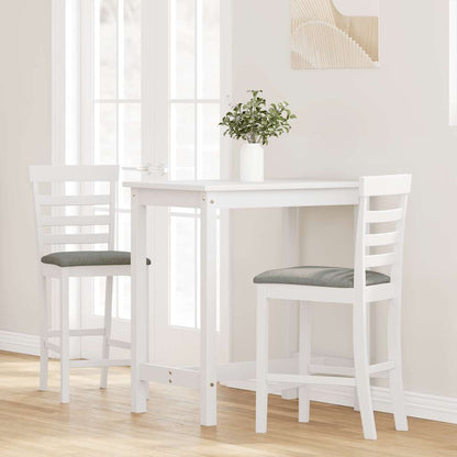 Taburetes De Bar Con Cojines 2 Uds Madera Maciza Blanca Caucho_1