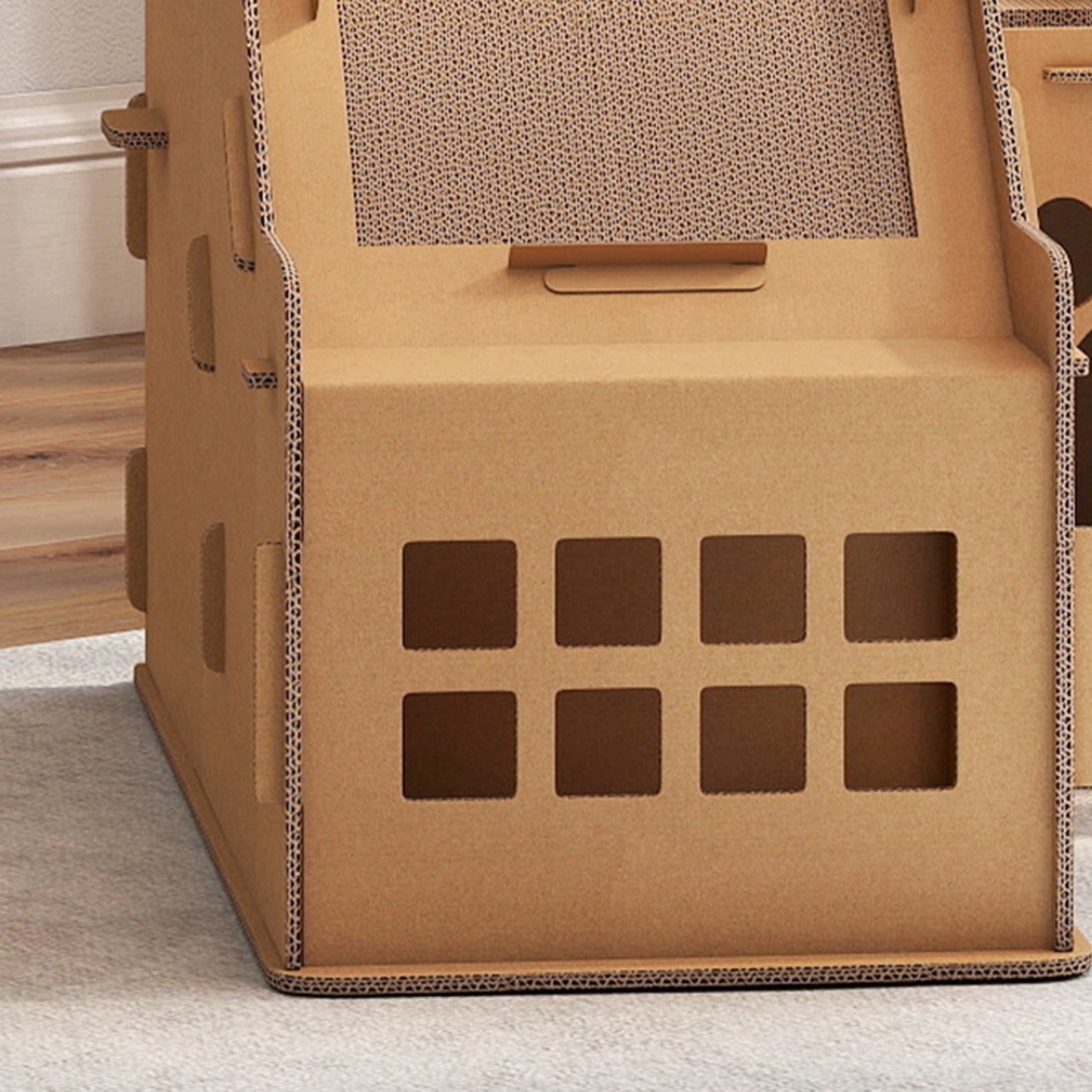 Pawhut Rascador Cartón Para Gatos Forma Castillo 2 En 1 67x66x57 Cm Marrón_4