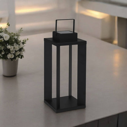 Well Home Linterna Solar De Metal En Negro Con 25 Luces Led Blanco Cálido 22x22x51,5cm_2