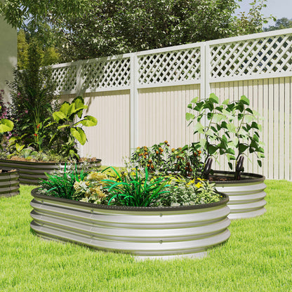 Outsunny Juego De 2 Jardineras Exterior Grandes De Acero 135x90x30 Cm Plateado_3