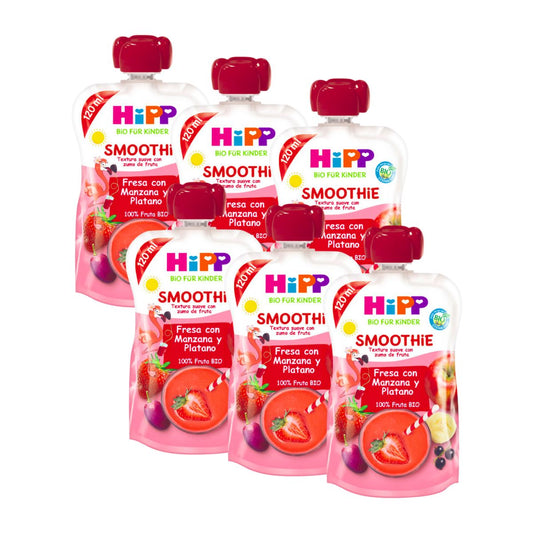 Pack x 6 Smoothie de Fresa con Manzana y Plátano 120g BIO