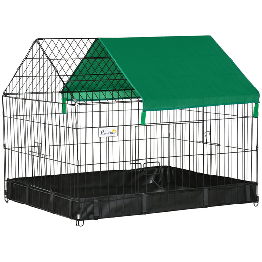 Pawhut Jaula Para Animales Pequeños Con 2 Puertas 90x75x75 Cm Negro Y Verde_0