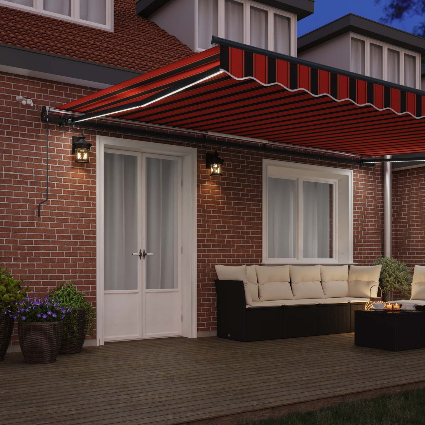 Toldo Retráctil Naranja Y Marrón 500 X 350 Cm Poliéster_2